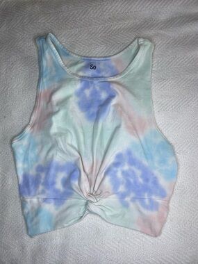 Cute Tie-Dye Twist Front Crop Tank Top